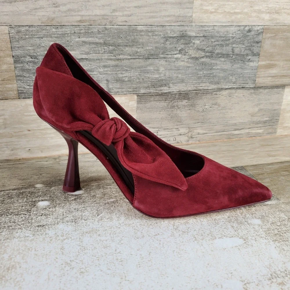 Kate Spade New York Bunnie Womens Pump Sz 8 Medium Dark Merlot Suede Pointed Toe